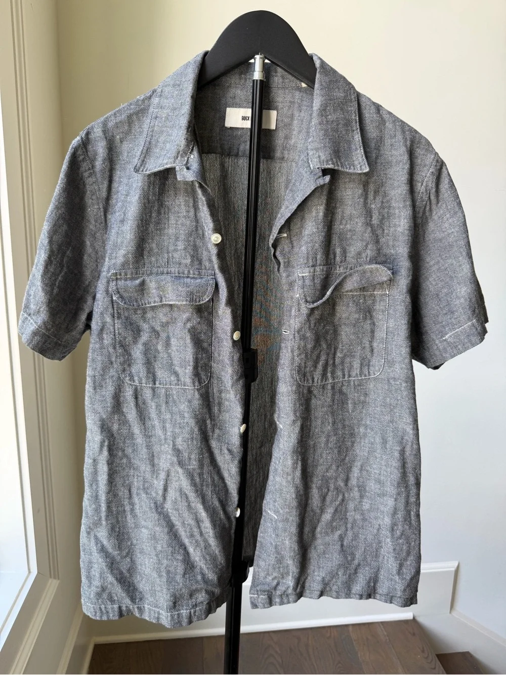 Buck Mason Short-Sleeve Button-Front Shirt Jacket - Heather Gray